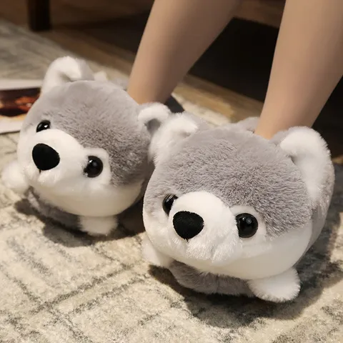 Pantoufles en Coton en Peluche Chaudes et Mignons d'Hiver Chaussures d'Intérieur Douillettes à Talon Fermé