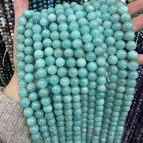 Piedra Natural Amazonita Cuentas Redondas Pulidas Cuentas Sueltas Para Bricolaje Collar Pulsera Pendientes Accesorios De Joyería