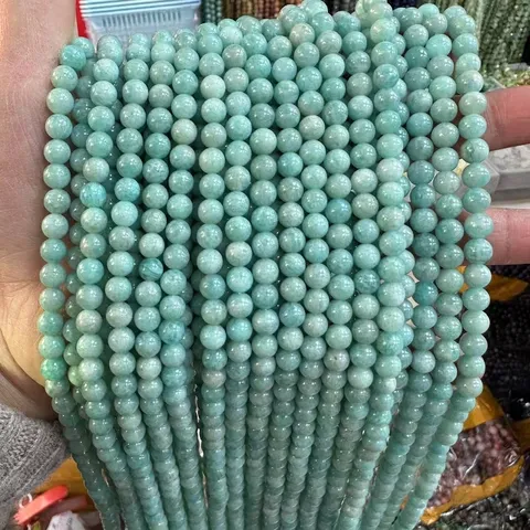 Piedra Natural Amazonita Cuentas Redondas Pulidas Cuentas Sueltas Para Bricolaje Collar Pulsera Pendientes Accesorios De Joyería
