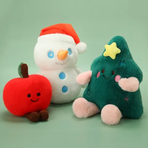 Christmas Plush Toy Stuffed Christmas Tree Snowman Apple Doll Cute Soft Holiday Festive Decoration Gift