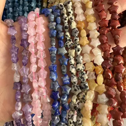 Natural Stone Star Beads 8mm Polished Gemstone Crystal Agate Tiger Eye Loose Beads For DIY Jewelry Making Crafts Findings