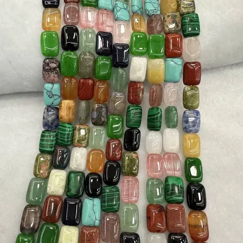 Polished Natural Stone Agate Tiger Eye Rectangular Beads For Jewelry Making DIY Accessories Loose Gemstone Beads