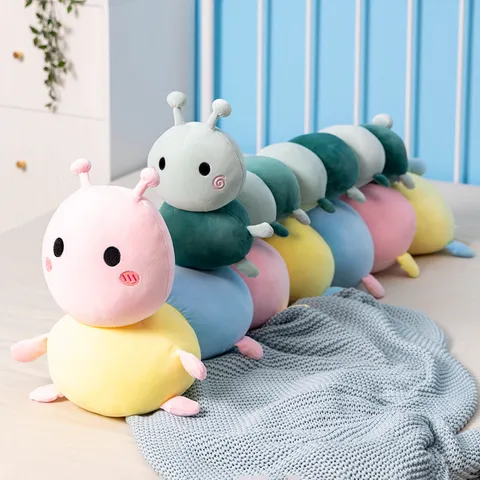 Peluche Chenille Mignonne Oreiller Long Rembourré Douce Dessin Animé Animal Poupée Lit Sommeil Compagnon Cadeau d'Anniversaire Pour Enfants Filles