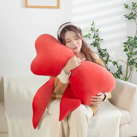 Joli Oreiller Décoratif en Nœud Coussin Doux en Peluche Chevet Fenêtre Baie Bureau Oreiller Saint-Valentin Cadeau de Décoration Maison