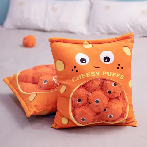 Juguete de Cojín de Peluche Creativo de Bocadillos de Queso Bolsa de Snack Muñeca Rellena Con Mini Bolas Regalo de Decoración del Hogar