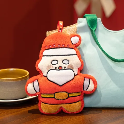 Pendentif en Peluche de Noël Mignon Dessin Animé Père Noël Bonhomme de Neige Arbre Décoration Suspendue Jouet Souple Cadeau