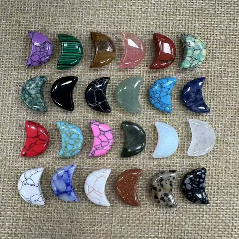 Maanvorm Natuursteen Hanger Kristal Helende Steen Halve Maan Voor DIY Sieraden Maken Home Decor Ornament Cadeau
