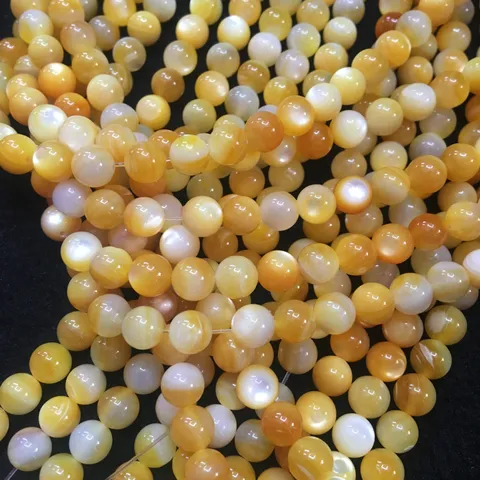 Perle Tonde in Madreperla Gialla Naturale Conchiglia Lucida Gioielli Fai-Da-Te Accessori Per Bracciali Collane Orecchini