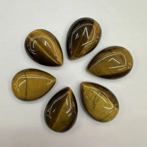 Pietra Naturale Occhio di Tigre Cabochon a Goccia Pietra Lucidata a Base Piatta per Fai da Te Anello Ciondolo Gioielli Accessori