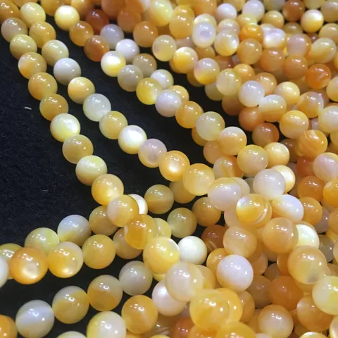 Perle Tonde in Madreperla Gialla Naturale Conchiglia Lucida Gioielli Fai-Da-Te Accessori Per Bracciali Collane Orecchini