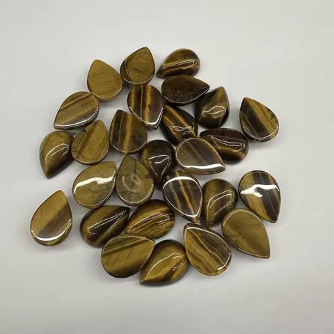 Pietra Naturale Occhio di Tigre Cabochon a Goccia Pietra Lucidata a Base Piatta per Fai da Te Anello Ciondolo Gioielli Accessori