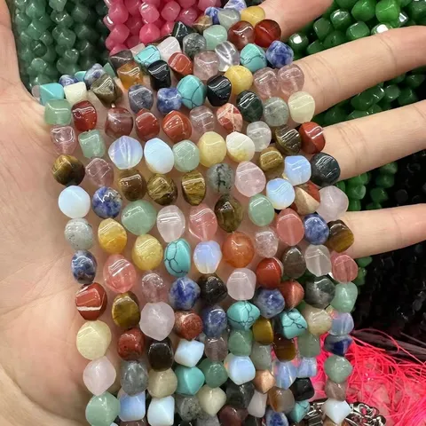 Pierres Naturelles Perles d'Agate de Cristal Polies Nugget Entretoises Perles en Vrac pour la Fabrication de Bijoux DIY Bracelet Collier Accessoires