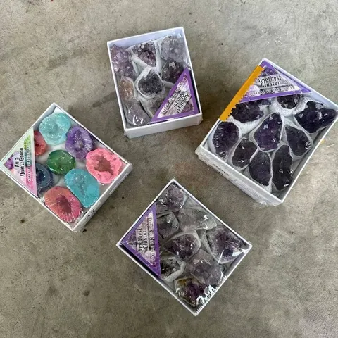 Natürliche Amethyst Cluster Achat Aura Quarz Geode Probe Box Set Unregelmäßige Rohstein Kristalle Für Home Dekor Schmuck DIY