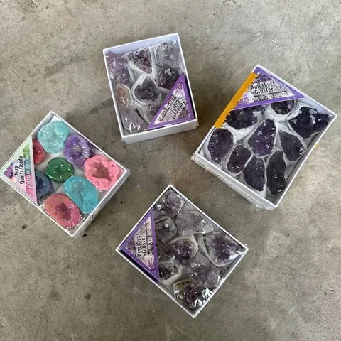Natürliche Amethyst Cluster Achat Aura Quarz Geode Probe Box Set Unregelmäßige Rohstein Kristalle Für Home Dekor Schmuck DIY