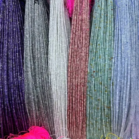 Square Faceted Natural Stone Beads Sugar Cube Spacer Gemstone Beads For DIY Bracelet Necklace Jewelry Making Handmade Accessories