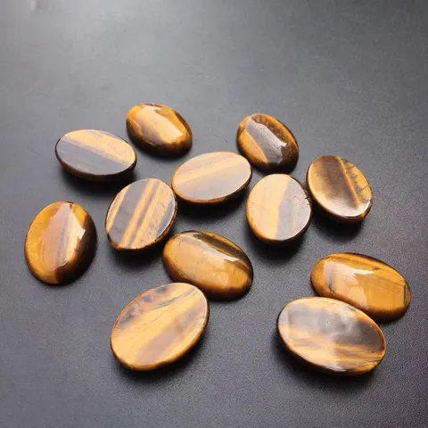 Natural Tiger Eye Stone Oval Cabochon Flat Back Polished Semi Precious Stone For Jewelry Making Rings Pendants Accessories