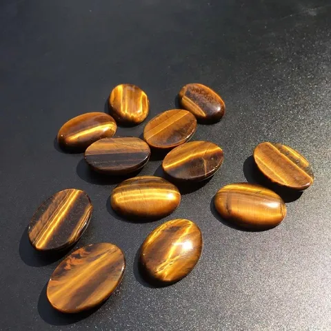 Natural Tiger Eye Stone Oval Cabochon Flat Back Polished Semi Precious Stone For Jewelry Making Rings Pendants Accessories