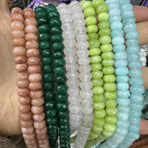 Natural Stone Faceted Rondelle Loose Beads Abacus Wheel Beads Strand For DIY Jewelry Making Findings Accessories Handcraft Supplies
