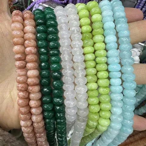 Natural Stone Faceted Rondelle Loose Beads Abacus Wheel Beads Strand For DIY Jewelry Making Findings Accessories Handcraft Supplies