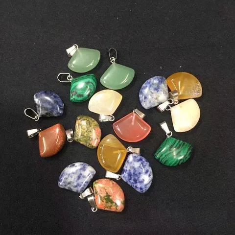 18mm Fan-Shaped Ginkgo Leaf Pendant Natural Stone Crystal Agate Skirt Shape Pendants For DIY Necklace Jewelry Making Accessories