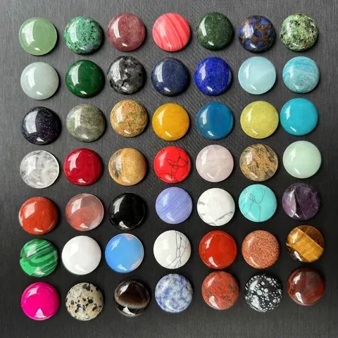 Cabochon in Pietra Naturale Rotonda Lucidata Con Retro Piatto Toppa in Pietra Preziosa Per Creazione di Gioielli Fai-da-te Accessori Intarsio Anello Pendente