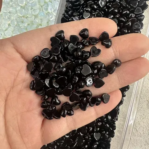 Cabochon in Pietra Naturale a Forma di Cuore Retro Piatto Cuore Lucido Perline Sciolte Per Accessori per la Creazione di Gioielli Orecchini Fai-da-te