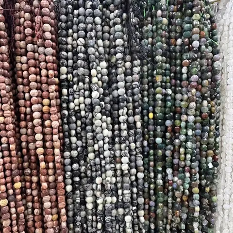 Faceted Coin Disc Natural Stone Loose Beads Premium Minimalist Textured Spacer Beads For Jewelry Making DIY Bracelets Necklaces Handcraft Crafting Findings Accessories