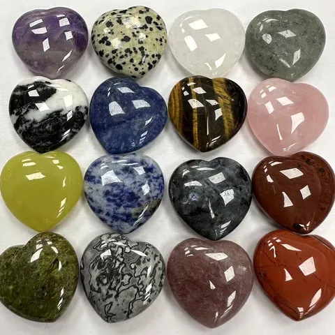 Naturstein Herzform Kristalle Polierte Heilsteine Amethyst Rosenquarz Tigerauge Liebe Herz Edelsteine Heimdekoration Ornamente
