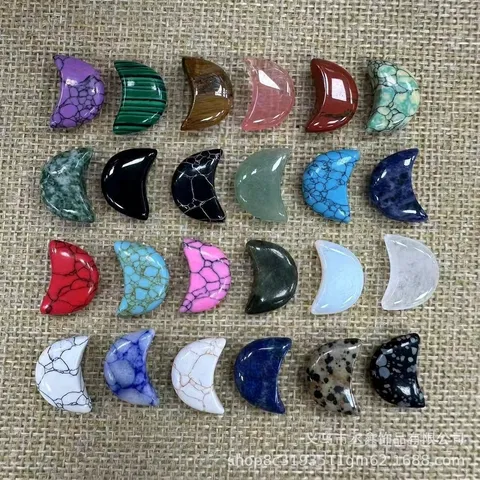 Maanvorm Natuursteen Hanger Kristal Helende Steen Halve Maan Voor DIY Sieraden Maken Home Decor Ornament Cadeau