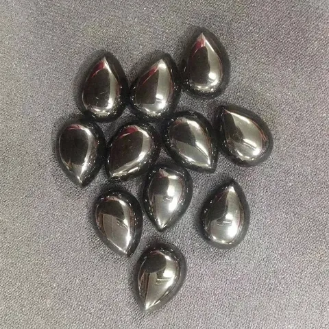 Natural Stone Teardrop Flat Back Cabochon Wholesale Loose Semi Precious Stone Fashion Black Onyx DIY Jewelry Findings Settings Parts