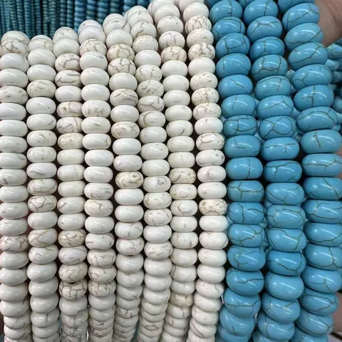 Perles Abaque en Imitation Turquoise et Howlite Blanche Perles Intercalaires Lâches Fournitures de Bijoux pour Bricolage Vêtements Artisanat