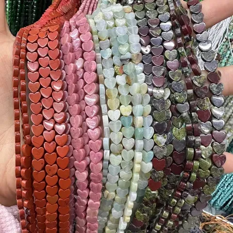 Perline a Cuore in Pietra Naturale da 6mm a Cuore Piatto in Agata Turchese Perle Sciolte per Fai da Te Bracciale Collana Accessori per Creazione Gioielli