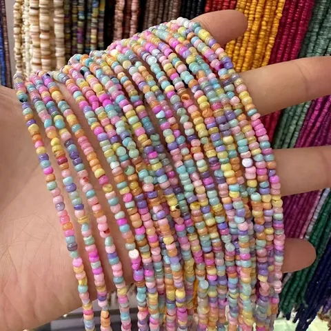 Natural Shell Heishi Beads 3mm Irregular Disc Spacer Beads Dyed Sea Shell Beads For DIY Jewelry Making Necklace Bracelet