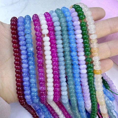 Natural Stone Beads Abacus Rondelle Beads Crystal Agate Tiger Eye Loose Beads For DIY Jewelry Making Accessories Spacer Beads