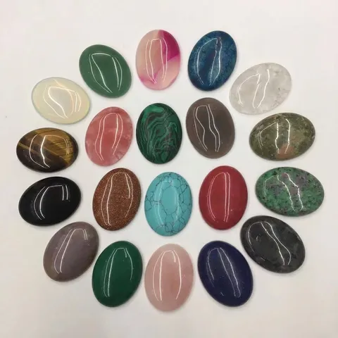Cabochon Ovale en Pierre Naturelle Dos Plat Oeil de Tigre Quartz Rose Turquoise Unakite Accessori de Bijoux DIY pour Bagues