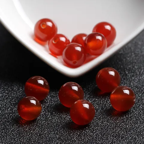 Natural Grade Red Agate Black Agate Round Beads For DIY Jewelry Making Handmade Bracelet Accessories Polished Stone Beads
