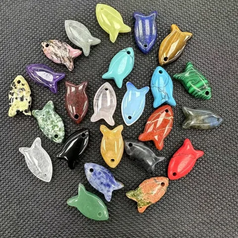 Naturstein Kristall Fischform Anhänger Tier Design DIY Schmuck Zubehör Poliert Halbedelstein Anhänger Für Halskette Armband Herstellung