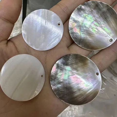 Natürliche Runde Flache Muschelperlen Perlmutt Scheibe Mit Loch Für Schmuckherstellung Ohrringe Haarnadel DIY Zubehör