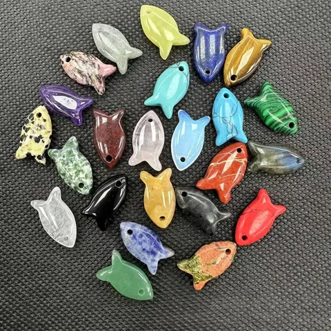 Naturstein Kristall Fischform Anhänger Tier Design DIY Schmuck Zubehör Poliert Halbedelstein Anhänger Für Halskette Armband Herstellung