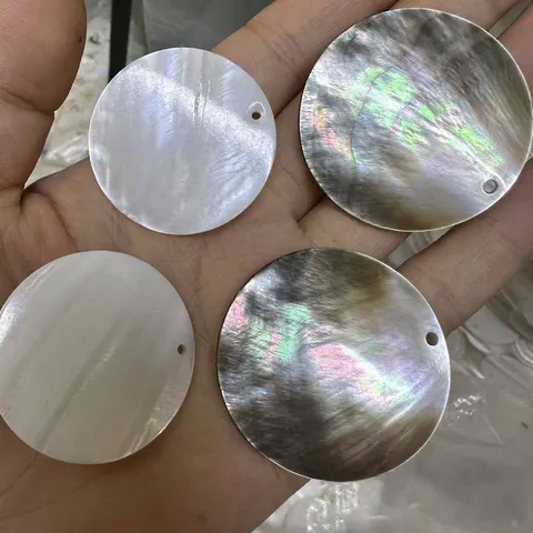 Natürliche Runde Flache Muschelperlen Perlmutt Scheibe Mit Loch Für Schmuckherstellung Ohrringe Haarnadel DIY Zubehör