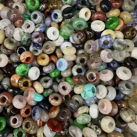 Perline in Pietra Naturale a Foro Grande Rondelle Abaco 6x12mm Foro 5mm Perline Distanziatrici per Creazione Gioielli Fai da Te Bracciale
