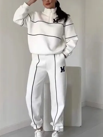 Damen Casual Reißverschluss Kapuzenpullover Und Jogginghose Set Langarm Einfarbig Sweatshirt Zweiteiliger Trainingsanzug