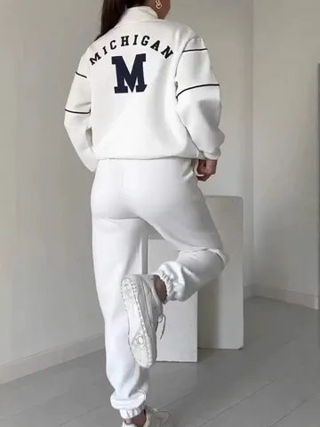 Damen Casual Reißverschluss Kapuzenpullover Und Jogginghose Set Langarm Einfarbig Sweatshirt Zweiteiliger Trainingsanzug