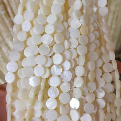 Natural Freshwater Mother of Pearl Shell Round Flat Disc Beads For DIY Jewelry Making Hairpin Clothing Decoration Accessories