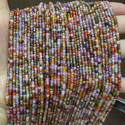 Faceted Square Zirconia Loose Beads Artificial Crystal Polished Cubic Beads DIY Jewelry Making Accessories Clothing Embellishments