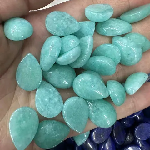 Natürlicher Optimierter Amazonit Stein Ovaler Cabochon Flache Rückseite Edelstein Für DIY Schmuckherstellung Halsketten Ohrringe Ringe Materialien