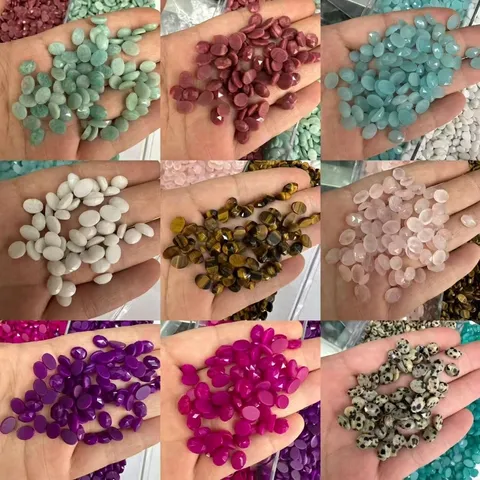 Perline Sfaccettate a Fondo Piatto Cabochon Ovale in Pietra Naturale per la Creazione di Gioielli Fai-da-te Collana Ciondolo Accessorio Mix Pietre