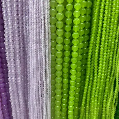 Natural Stone Round Loose Beads Malay Jade Chalcedony Spacer Beads For DIY Jewelry Making Necklace Bracelet Finding Accessories