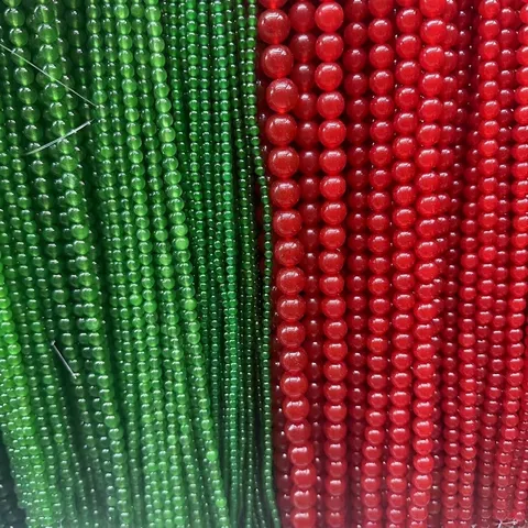 Natural Stone Round Loose Beads Malay Jade Chalcedony Spacer Beads For DIY Jewelry Making Necklace Bracelet Finding Accessories