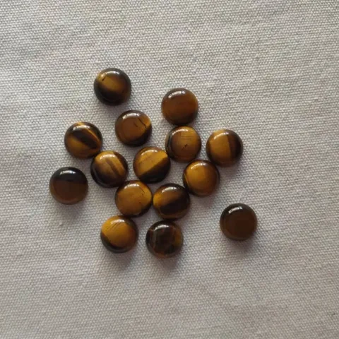 Natural Tiger Eye Stone Round Flat Back Cabochon For DIY Ring Earring Making Polished Yellow Brown Gemstone Inlay Accessories